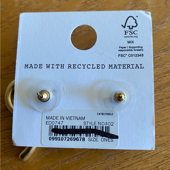 Madewell Earrings Brushed Gold Bows NWT - Picture 3 of 3